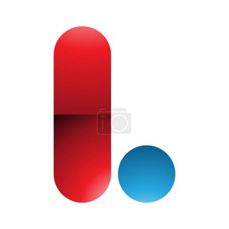 Téléchargez les illustrations : Icône L arrondie brillante rouge et bleue sur fond blanc - en licence libre de droit