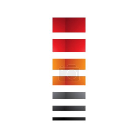 Ilustración de Letra brillante roja y naranja I Icono con rayas horizontales sobre fondo blanco - Imagen libre de derechos
