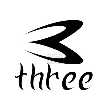 Ilustración de Símbolo negro para el número 3 en un fondo blanco - Icono 1 - Imagen libre de derechos