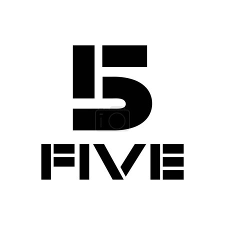 Téléchargez les illustrations : Symbole noir pour numéro 5 sur fond blanc - Icône 3 - en licence libre de droit