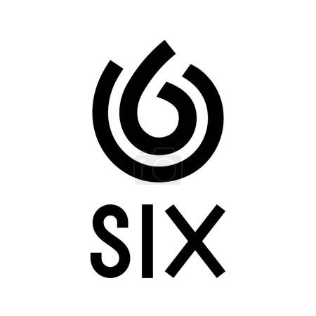 Ilustración de Símbolo negro para el número 6 en un fondo blanco - Icono 4 - Imagen libre de derechos