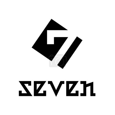 Ilustración de Símbolo negro para el número 7 en un fondo blanco - Icono 3 - Imagen libre de derechos