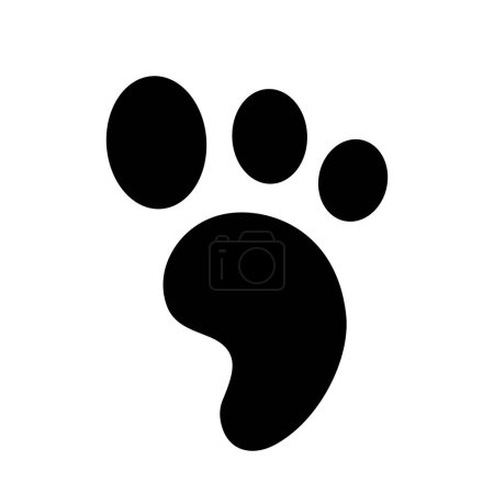 Illustration for Black Abstract Footprint Icon with 3 Toes on a White Background - Royalty Free Image