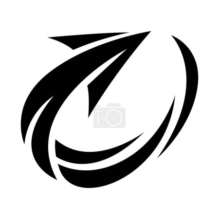Illustration for Black Abstract Orbiting Spiky Arrow Icon on a White Background - Royalty Free Image
