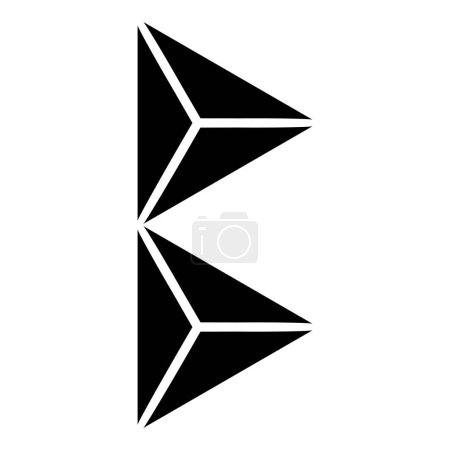 Téléchargez les illustrations : Black Abstract Pyramidical Letter B Icône sur fond blanc - en licence libre de droit