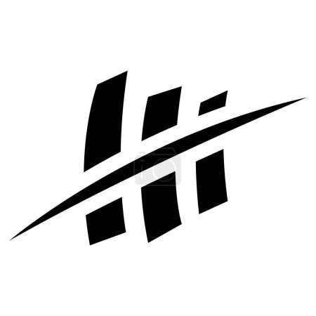 Ilustración de Icono de barras rectangulares abstractas negras con una barra en un fondo blanco - Imagen libre de derechos