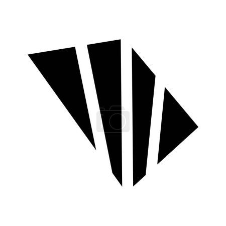 Illustration for Black Abstract Stripe Shaped Square Icon in Perspective on a White Background - Royalty Free Image