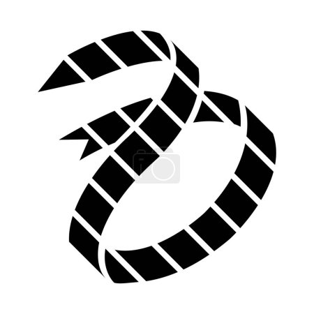 Illustration for Black Abstract Striped Snake-Like Arrow Shaped Icon on a White Background - Royalty Free Image