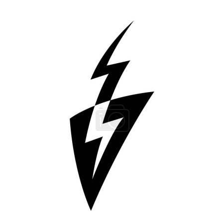 Illustration for Black Abstract Thunder Icon with a Triangle on a White Background - Royalty Free Image