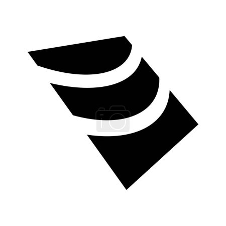 Ilustración de Icono cuadrado ondulado abstracto negro en perspectiva sobre un fondo blanco - Imagen libre de derechos