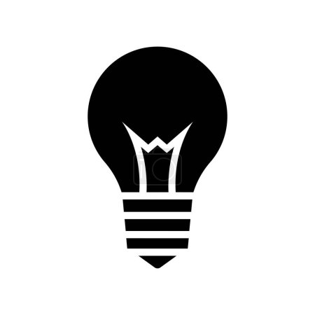 Téléchargez les illustrations : Icône d'ampoule simplifiée abstraite noire sur fond blanc - en licence libre de droit