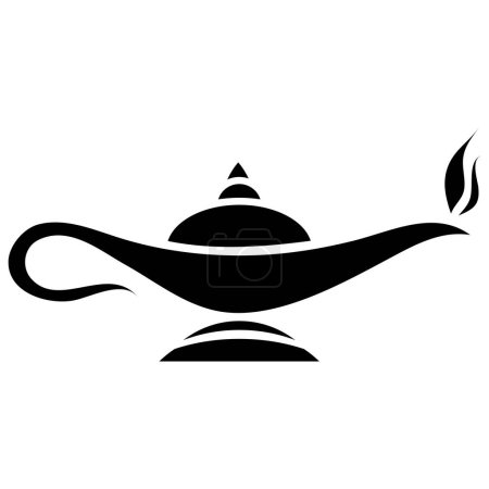 Illustration for Black Abstract Simplified Magic Lamp Icon on a White Background - Royalty Free Image