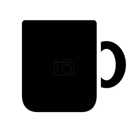 Illustration for Black Abstract Simplistic Coffee Mug Icon on a White Background - Royalty Free Image
