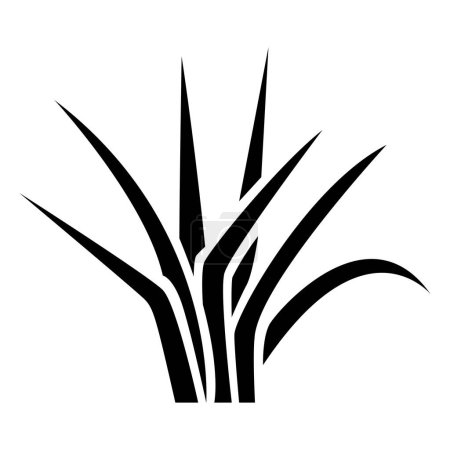 Téléchargez les illustrations : Black Abstract Icône d'herbe simpliste sur fond blanc - en licence libre de droit