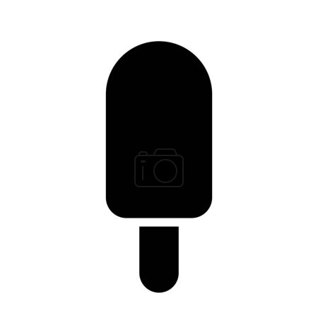 Téléchargez les illustrations : Icône abstraite noire de barre de crème glacée simpliste sur fond blanc - en licence libre de droit