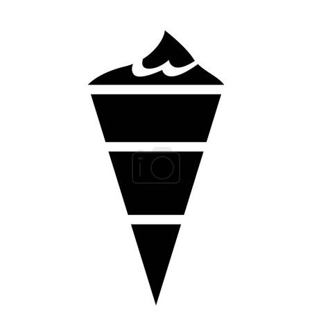 Téléchargez les illustrations : Icône de cône de crème glacée abstraite noire sur fond blanc - en licence libre de droit