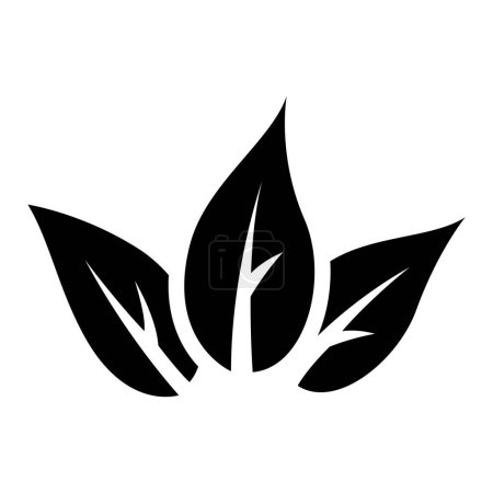 Téléchargez les illustrations : Black Abstract Simplistic Thick Tobacco Leaves Icône sur fond blanc - en licence libre de droit