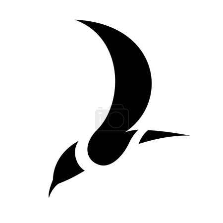 Téléchargez les illustrations : Icône Colibri noir avec des ailes courbes sur fond blanc - en licence libre de droit