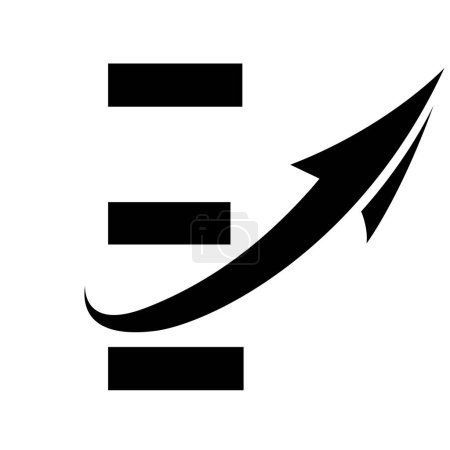 Ilustración de Black Futuristic Letter E Icono con una flecha sobre un fondo blanco - Imagen libre de derechos