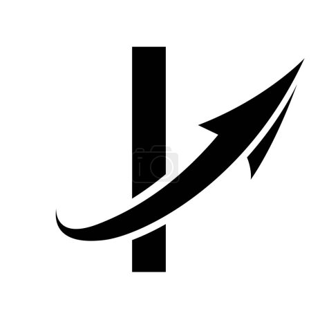 Illustration for Black Futuristic Letter I Icon with an Arrow on a White Background - Royalty Free Image
