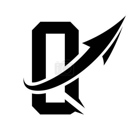 Téléchargez les illustrations : Lettre Q futuriste noire icône avec une flèche sur un fond blanc - en licence libre de droit