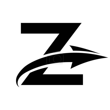 Téléchargez les illustrations : Icône lettre Z majuscule noire avec une flèche sur un fond blanc - en licence libre de droit