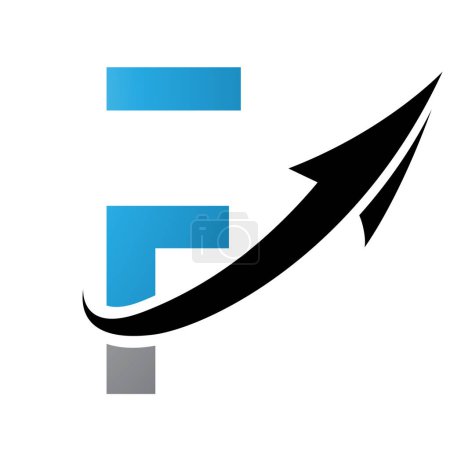 Ilustración de Letra F azul y negra Icono con una flecha sobre un fondo blanco - Imagen libre de derechos