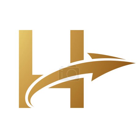 Ilustración de Oro letra mayúscula H icono con una flecha sobre un fondo blanco - Imagen libre de derechos