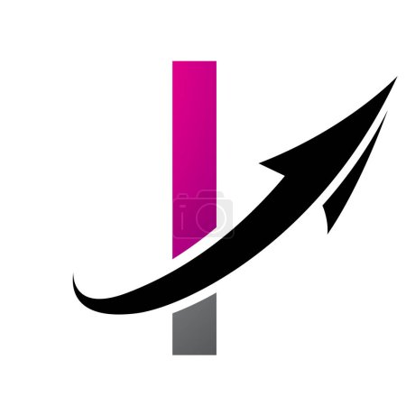 Illustration for Magenta and Black Futuristic Letter I Icon with an Arrow on a White Background - Royalty Free Image