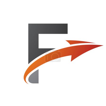 Ilustración de Icono de letra F mayúscula naranja y negra con una flecha sobre un fondo blanco - Imagen libre de derechos