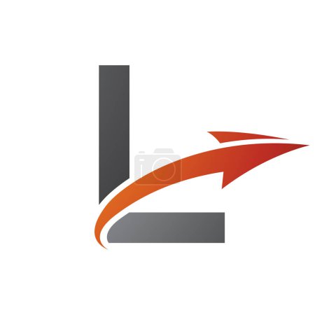 Téléchargez les illustrations : Lettre majuscule orange et noire L Icône avec une flèche sur fond blanc - en licence libre de droit