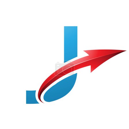 Ilustración de Letra mayúscula azul y roja J Icono con una flecha brillante sobre un fondo blanco - Imagen libre de derechos