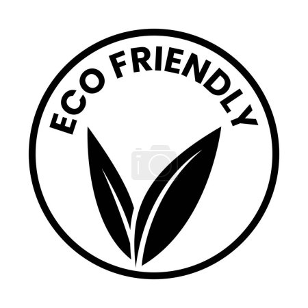 Illustration for Black Eco Friendly Icon with V Shaped Leaves 1 on a White Background - Royalty Free Image