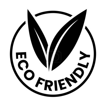 Téléchargez les illustrations : Icône écologique noire avec feuilles en forme de V 8 sur fond blanc - en licence libre de droit