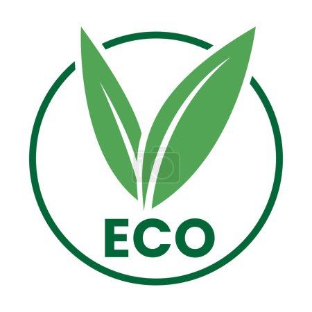 Téléchargez les illustrations : Icône écologique vert foncé avec feuilles en forme de V 7 sur fond blanc - en licence libre de droit