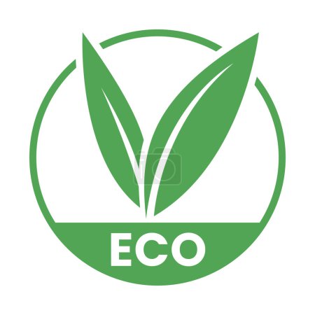 Téléchargez les illustrations : Icône écologique verte avec feuilles en forme de V 2 sur fond blanc - en licence libre de droit