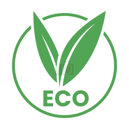 Téléchargez les illustrations : Icône écologique verte avec feuilles en forme de V 8 sur fond blanc - en licence libre de droit