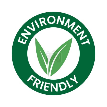 Ilustración de Icono redondo respetuoso con el medio ambiente con hojas en forma de V verde oscuro sobre un fondo blanco - Imagen libre de derechos
