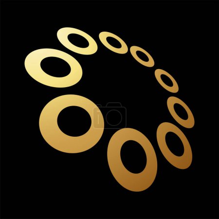Ilustración de Icono abstracto de oro de los círculos en perspectiva sobre un fondo negro - Imagen libre de derechos