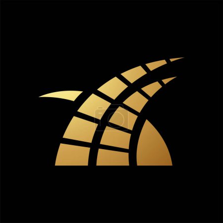 Ilustración de Icono en forma de hierba rayada abstracta de oro sobre un fondo negro - Imagen libre de derechos