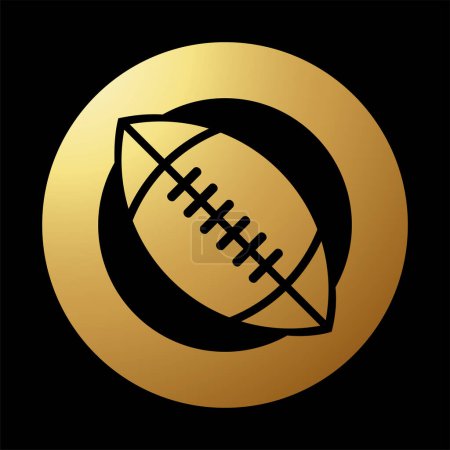 Ilustración de Icono de fútbol americano redondo abstracto de oro sobre fondo negro - Imagen libre de derechos