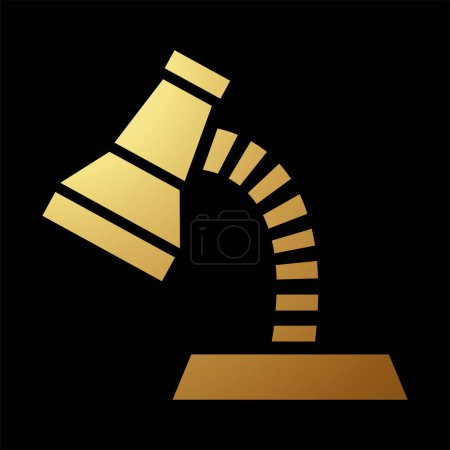 Illustration for Gold Abstract Simplified Desk Lamp Icon on a Black Background - Royalty Free Image