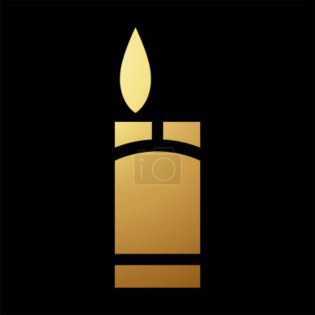 Ilustración de Icono de encendedor simplificado abstracto de oro sobre un fondo negro - Imagen libre de derechos