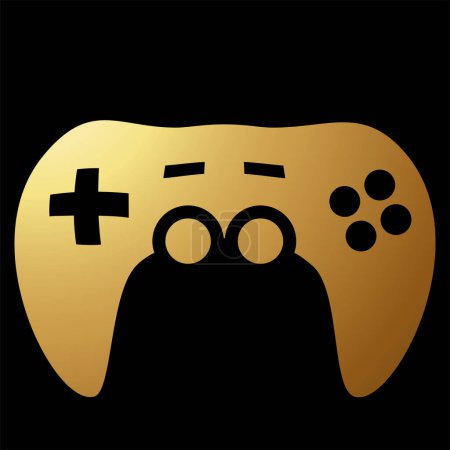Ilustración de Icono de controlador de juego simplista abstracto de oro sobre un fondo negro - Imagen libre de derechos
