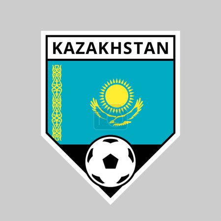Illustration for Illustration of Angled Shield Team Badge of Kazakhstan for Football Tournament - Royalty Free Image