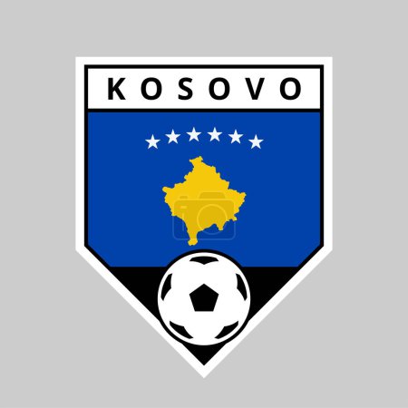 Illustration for Illustration of Angled Shield Team Badge of Kosovo for Football Tournament - Royalty Free Image
