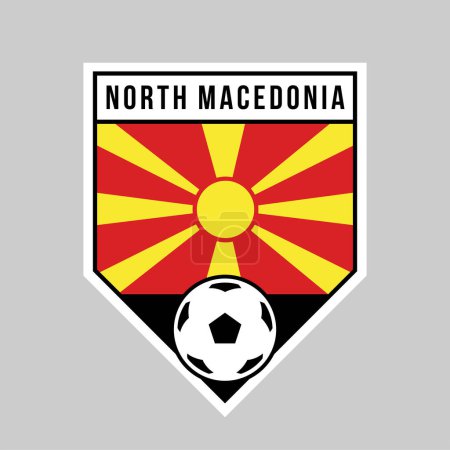 Téléchargez les illustrations : Illustration de l'insigne de l'équipe Angled Shield de Macédoine du Nord pour le tournoi de football - en licence libre de droit