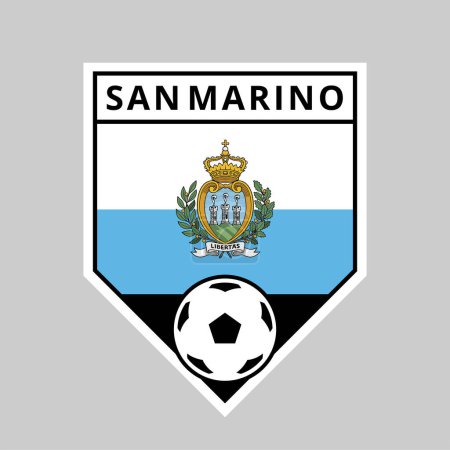 Ilustración de Ilustración de la insignia del equipo de escudo en ángulo de San Marino para el torneo de fútbol - Imagen libre de derechos