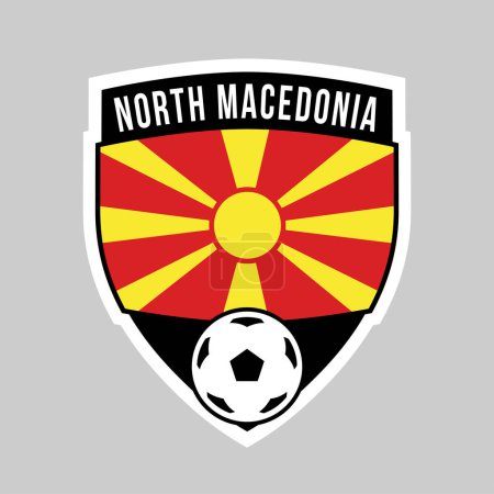 Illustration for Illustration of Shield Team Badge of North Macedonia for Football Tournament - Royalty Free Image
