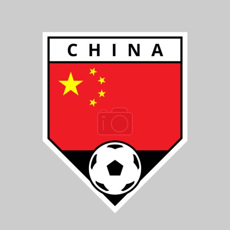 Illustration for Illustration of Angled Shield Team Badge of China for Football Tournament - Royalty Free Image